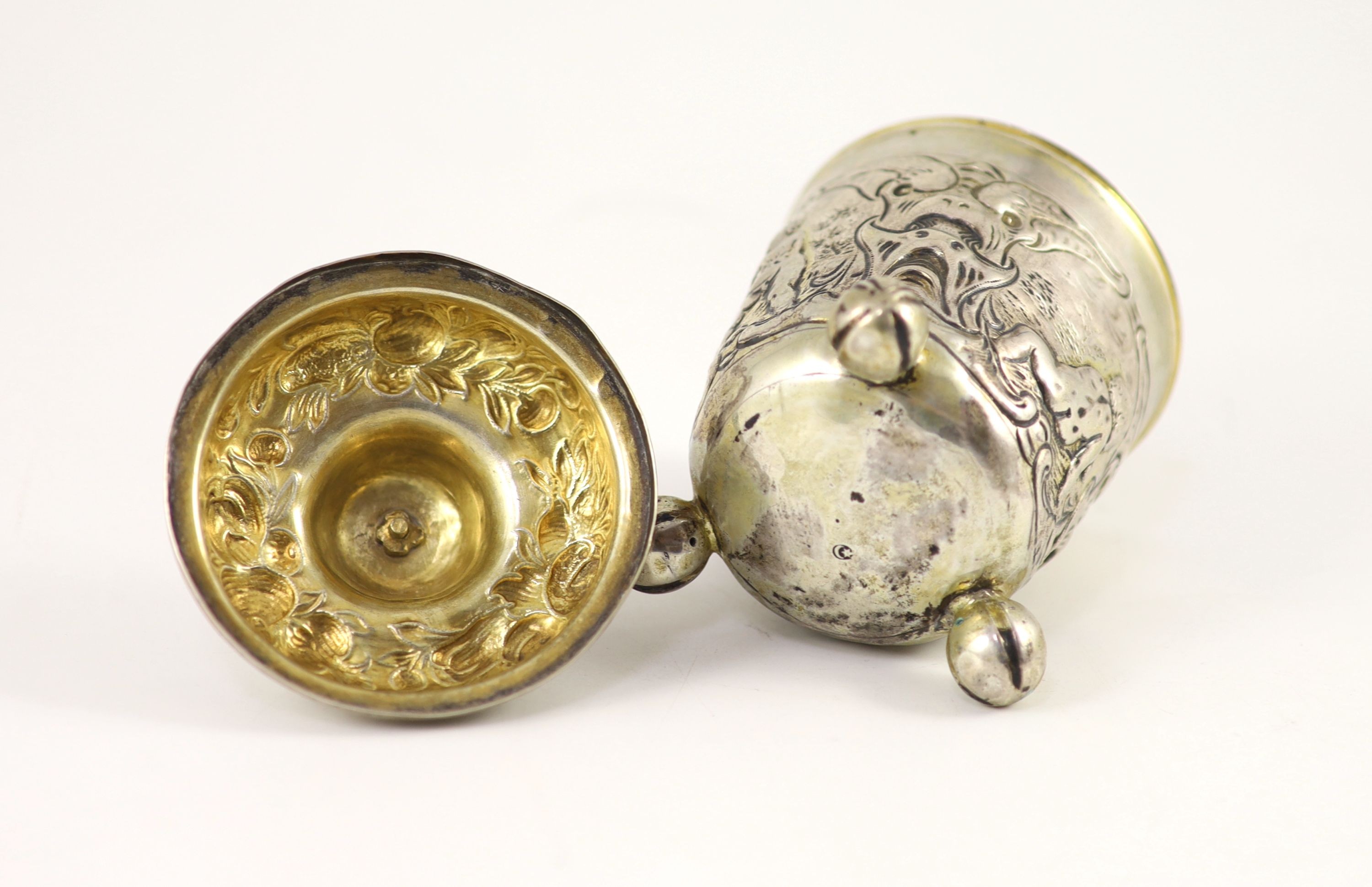 An 18th century possibly German silver cup and cover